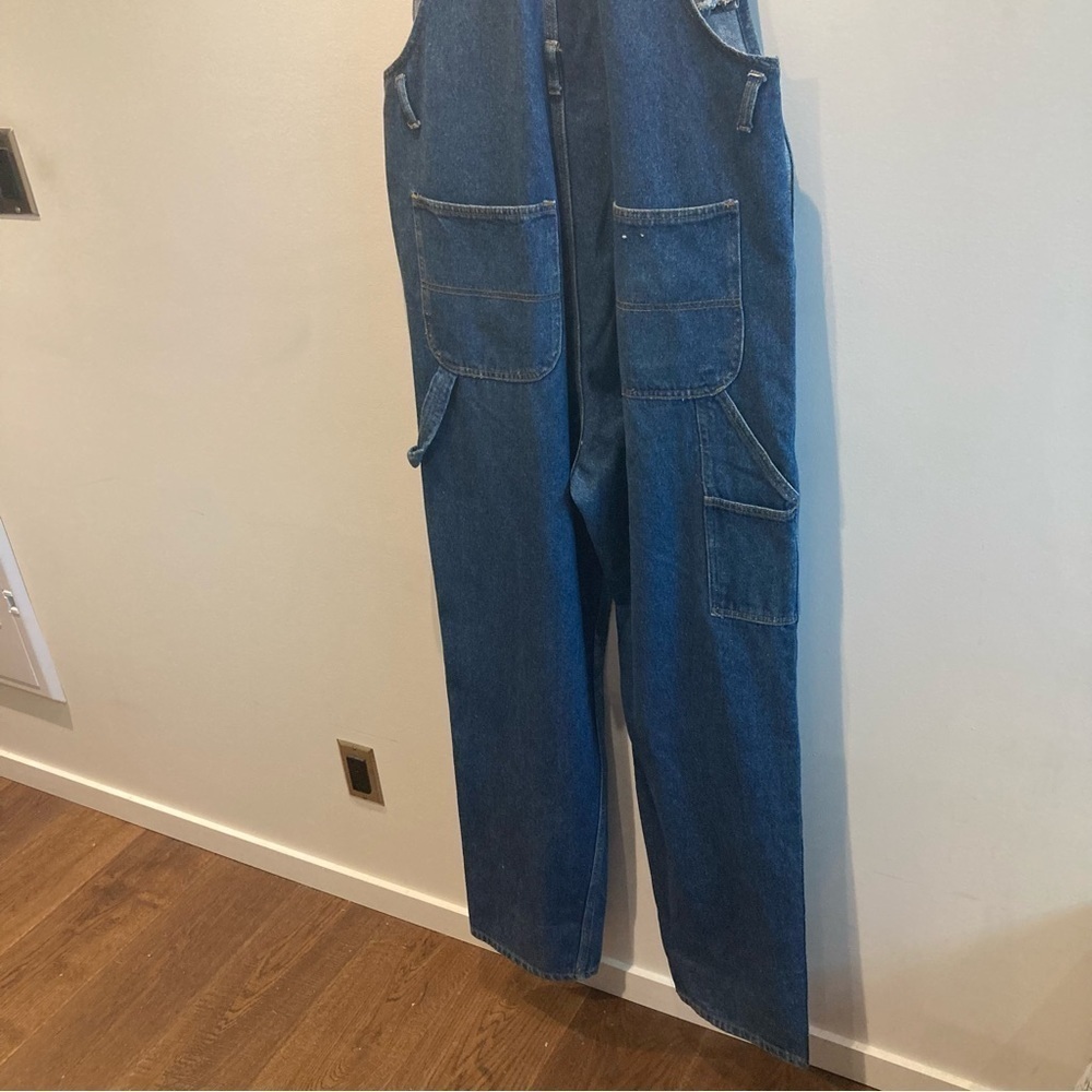 BOXER AMERICAN Sz L  Carpenter Style Mid Wash Overalls - Picture 11 of 13